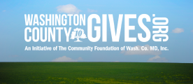 Washington County Gives logo in front of mountain view of Washington County MD